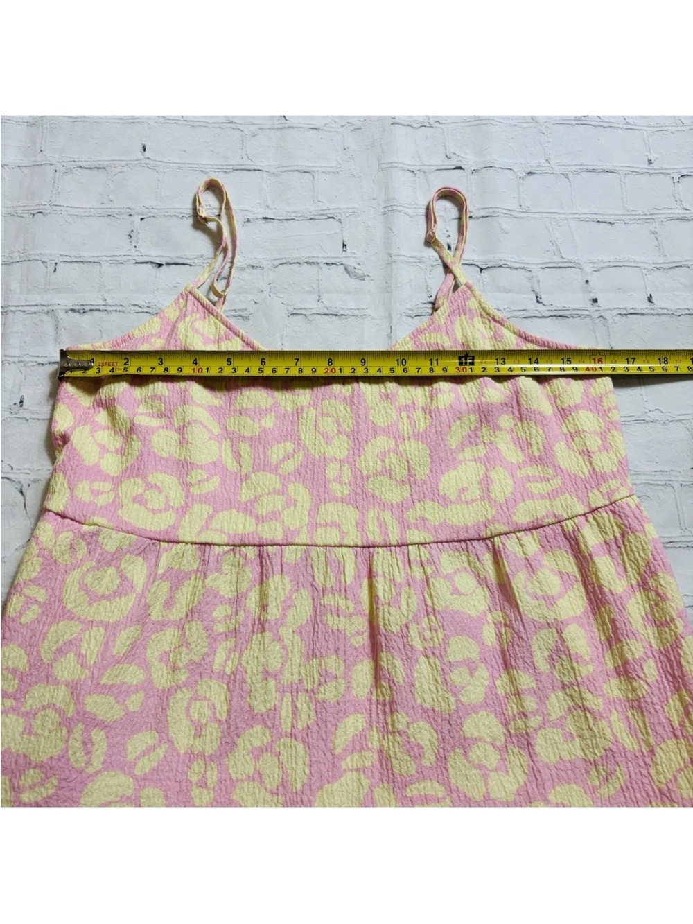 Show Me Your Mumu Caroline Mini Sundress Lemonade Cheetah Pink Yellow Pockets XS - Picture 9 of 11